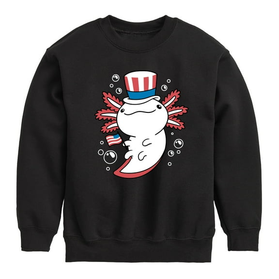 Instant Message - 4th of July Americana - Uncle Axolotl - Toddler & Youth Crewneck Fleece Sweatshirt