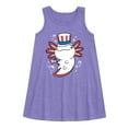 thumbnail image 1 of Instant Message - 4th of July Americana - Uncle Axolotl - Toddler & Youth Girls A-line Dress, 1 of 4