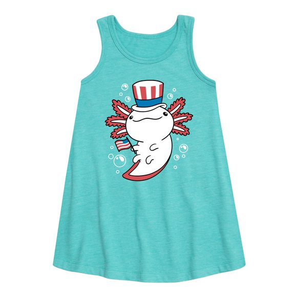 Instant Message - 4th of July Americana - Uncle Axolotl - Toddler & Youth Girls A-line Dress