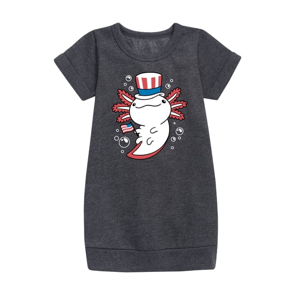 Instant Message - 4th of July Americana - Uncle Axolotl - Toddler & Youth Girls Fleece Dress