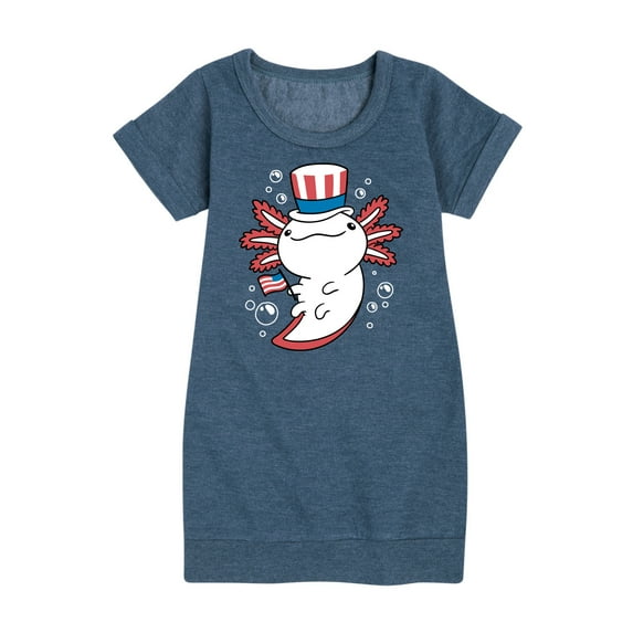 Instant Message - 4th of July Americana - Uncle Axolotl - Toddler & Youth Girls Fleece Dress