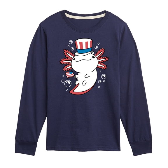 Instant Message - 4th of July Americana - Uncle Axolotl - Toddler & Youth Long Sleeve Graphic T-Shirt