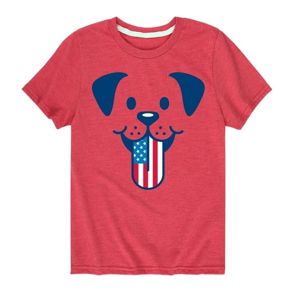 Instant Message - 4th of July - Dog Tongue American Flag - Toddler & Youth Short Sleeve Graphic T-Shirt