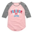 thumbnail image 1 of Instant Message - 4th of July - Freedom Est 1776 - Toddler & Youth Girls Raglan Graphic T-Shirt, 1 of 6
