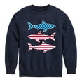 thumbnail image 1 of Instant Message - 4th of July - Shark American Flag - Toddler & Youth Crewneck Fleece Sweatshirt, 1 of 5