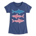 thumbnail image 1 of Instant Message - 4th of July - Shark American Flag - Toddler & Youth Girls Short Sleeve Graphic T-Shirt, 1 of 6