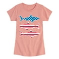 thumbnail image 1 of Instant Message - 4th of July - Shark American Flag - Toddler & Youth Girls Short Sleeve Graphic T-Shirt, 1 of 6