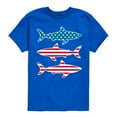 thumbnail image 1 of Instant Message - 4th of July - Shark American Flag - Toddler & Youth Short Sleeve Graphic T-Shirt, 1 of 6