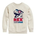 thumbnail image 1 of Instant Message - 4th of July - T Rex White & Blue - Toddler & Youth Crewneck Fleece Sweatshirt, 1 of 5