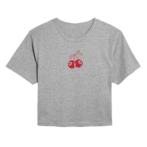 Instant Message - 8 Ball Cherries - Juniors Cropped Graphic T-Shirt