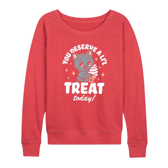 Instant Message - A Little Treat Kitten - Women's Lightweight French Terry Pullover