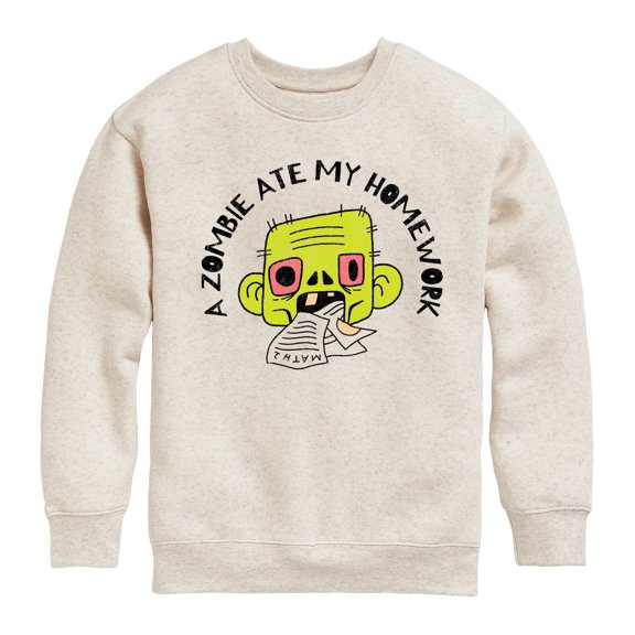 Instant Message - A Zombie Ate My Homework - Toddler & Youth Crewneck Fleece Sweatshirt