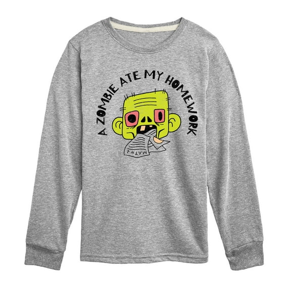 Instant Message - A Zombie Ate My Homework - Toddler & Youth Long Sleeve Graphic T-Shirt