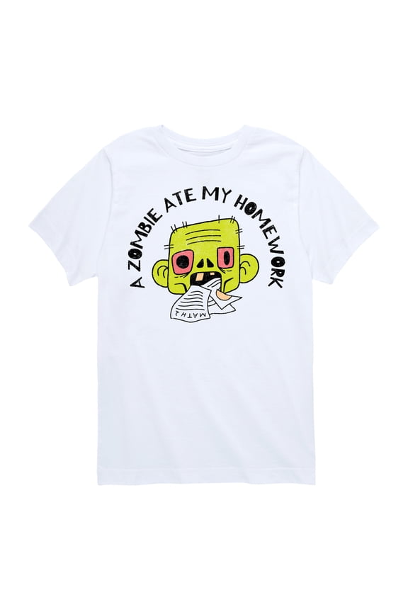 - A Zombie Ate My Homework Short Sleeve Graphic T-Shirt