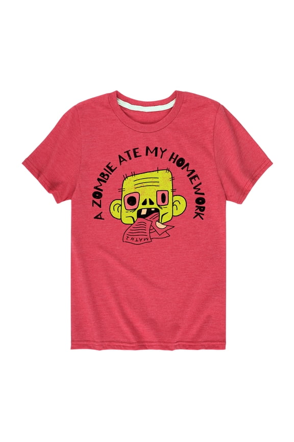 - A Zombie Ate My Homework Short Sleeve Graphic T-Shirt
