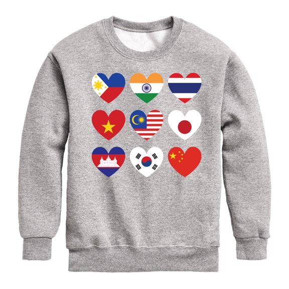 Instant Message - AAPI Heart Flags - Toddler And Youth Crewneck Fleece Sweatshirt