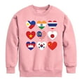 thumbnail image 1 of Instant Message - AAPI Heart Flags - Toddler And Youth Crewneck Fleece Sweatshirt, 1 of 5