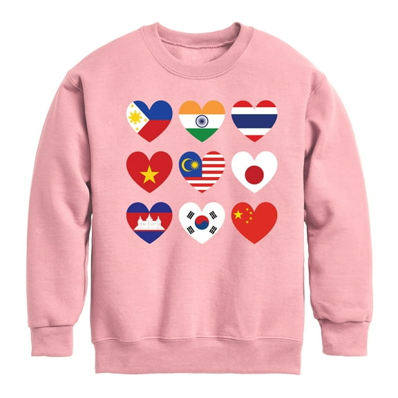 Instant Message - AAPI Heart Flags - Toddler And Youth Crewneck Fleece Sweatshirt