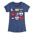 thumbnail image 1 of Instant Message - AAPI Heart Flags  - Toddler And Youth Girls Short Sleeve Graphic T-Shirt, 1 of 6