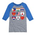 thumbnail image 1 of Instant Message - AAPI Heart Flags - Toddler And Youth Raglan Graphic T-Shirt, 1 of 5
