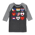 thumbnail image 1 of Instant Message - AAPI Heart Flags - Toddler And Youth Raglan Graphic T-Shirt, 1 of 7