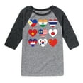 thumbnail image 1 of Instant Message - AAPI Heart Flags - Toddler And Youth Raglan Graphic T-Shirt, 1 of 6