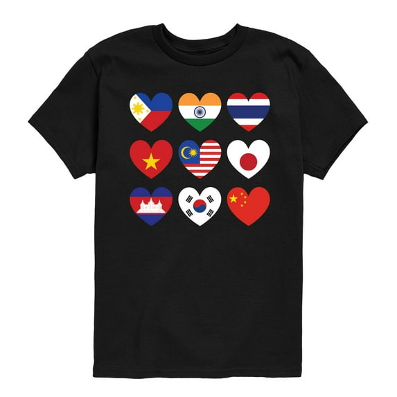 Instant Message - AAPI Heart Flags - Toddler And Youth Short Sleeve Graphic T-Shirt