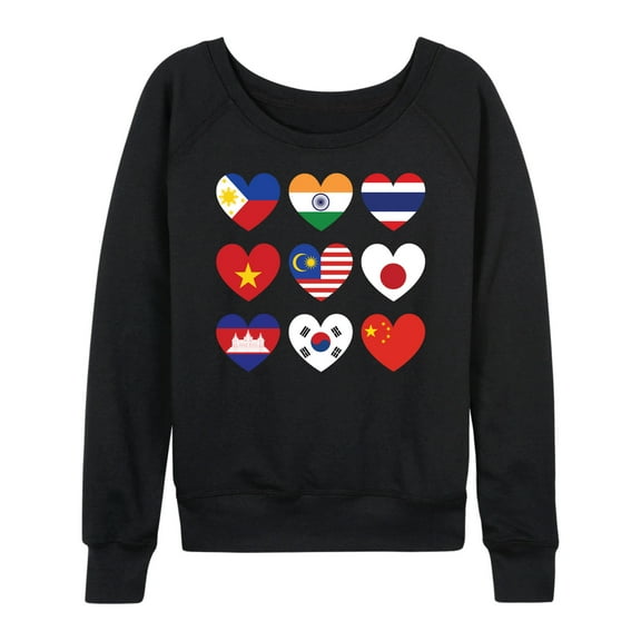 Instant Message - AAPI Heart Flags - Women's Lightweight French Terry Long Sleeve Shirt