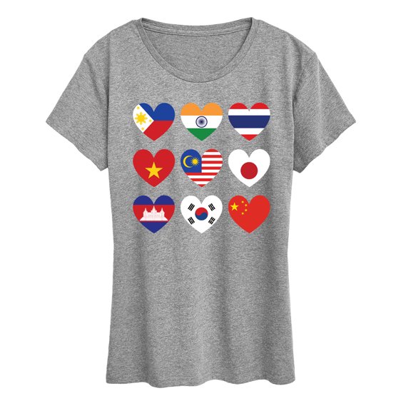 Instant Message - AAPI Heart Flags - Women's Short Sleeve Graphic T-Shirt