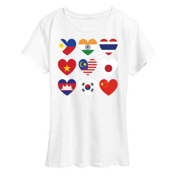 Instant Message - AAPI Heart Flags  - Women's Short Sleeve Graphic T-Shirt