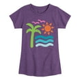 thumbnail image 1 of Instant Message - Abstract Beach Scene - Toddler & Youth Girls Short Sleeve Graphic T-Shirt, 1 of 6
