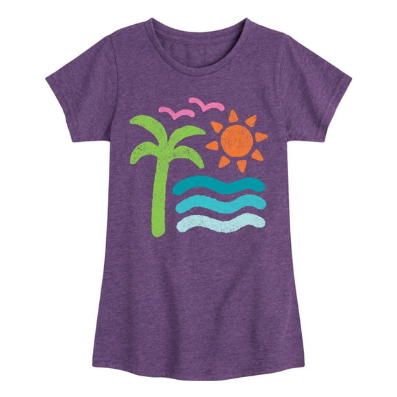 Instant Message - Abstract Beach Scene - Toddler & Youth Girls Short Sleeve Graphic T-Shirt