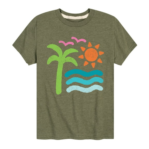 Instant Message - Abstract Beach Scene - Youth Short Sleeve Tee