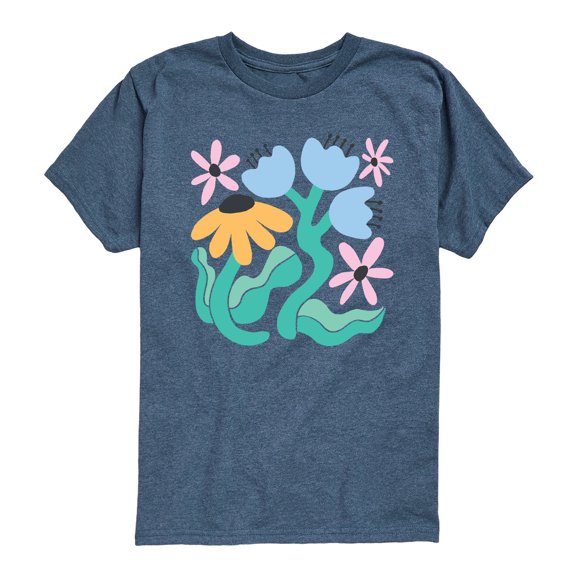 Instant Message - Abstract Flowers Short Sleeve Graphic T-Shirt