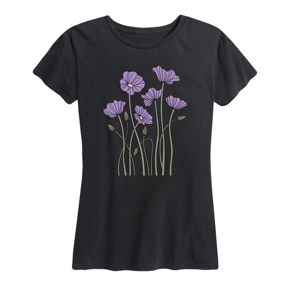 Instant Message - Abstract Purple Poppies Short Sleeve Graphic T-Shirt