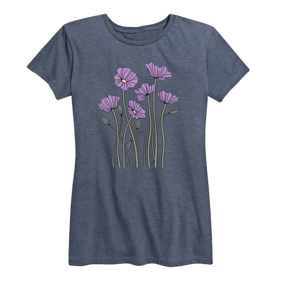 Instant Message - Abstract Purple Poppies Short Sleeve Graphic T-Shirt