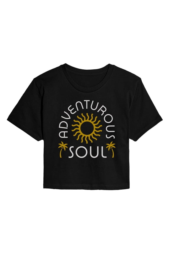 - Adventurous Soul - Juniors Cropped Graphic T-Shirt