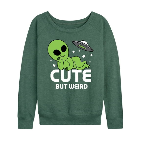 Instant Message - Alien Cute But Weird - Women's French Terry Pullover Long Sleeve Shirt