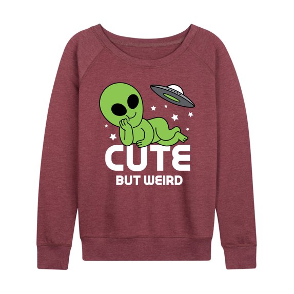 Instant Message - Alien Cute But Weird - Women's French Terry Pullover Long Sleeve Shirt