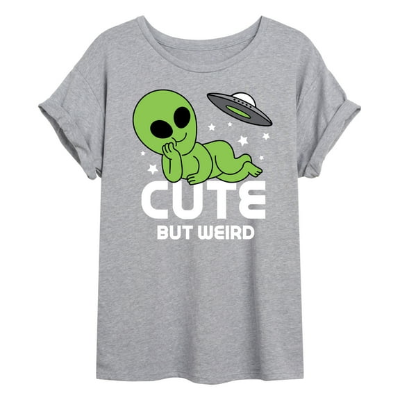 Instant Message - Alien Cute But Weird - Women's Oversized Graphic T-shirt