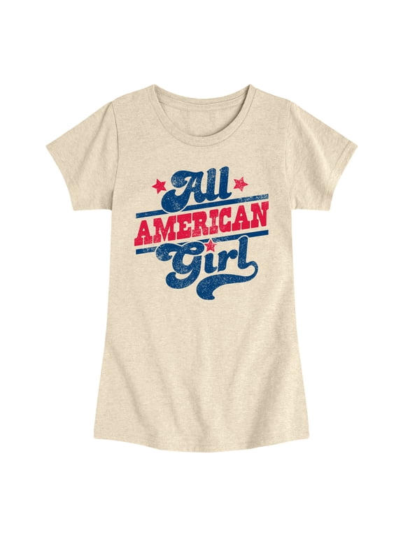- All American Girl Girls' Fitted Short Sleeve Graphic T-Shirt