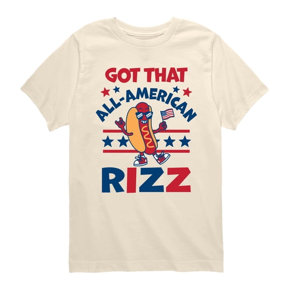 Instant Message - All American Rizz Hotdog - Youth Boys Short Sleeve Graphic T-Shirt