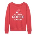 thumbnail image 1 of Instant Message - All I Need Coffee Cat - Women's Lightweight French Terry Pullover, 1 of 6