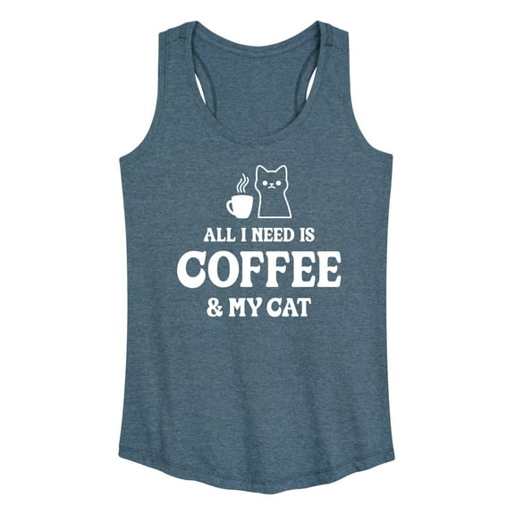 Instant Message - All I Need Coffee Cat - Women's Racerback Tank Top