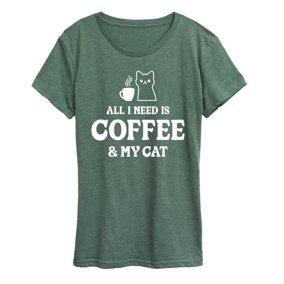 Instant Message - All I Need Coffee Cat - Women's Short Sleeve Graphic T-Shirt