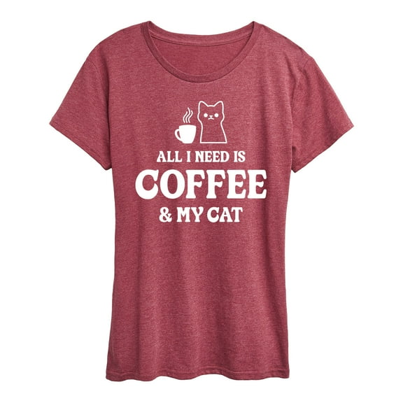 Instant Message - All I Need Coffee Cat - Women's Short Sleeve Graphic T-Shirt
