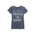 thumbnail image 1 of Instant Message - All I Need Is Turkey And Wine - Women's Short Sleeve Graphic T-Shirt, 1 of 5