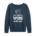 thumbnail image 1 of Instant Message - All I Need Wine Cat - Women's Lightweight French Terry Long Sleeve Shirt, 1 of 6