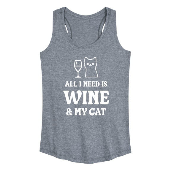 Instant Message - All I Need Wine Cat - Women's Racerback Tank Top