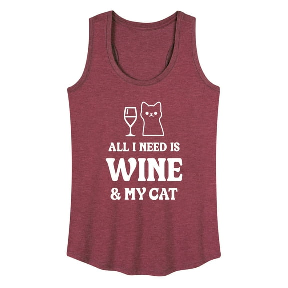 Instant Message - All I Need Wine Cat - Women's Racerback Tank Top